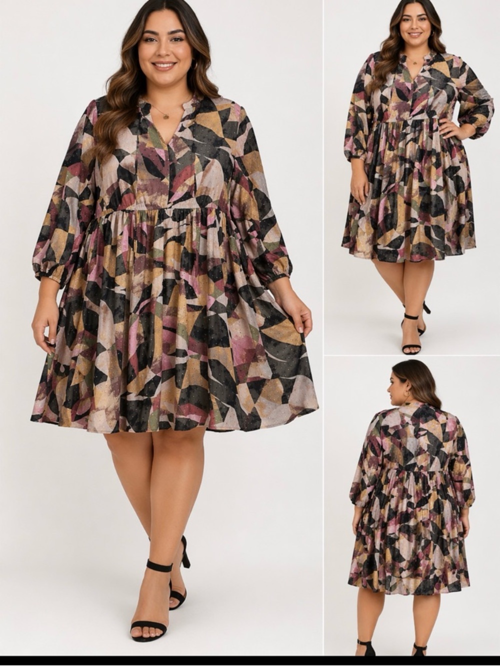 Torrid Beige and Pink Patterned Dress size 1